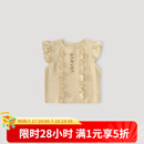 巴厘小猪宝宝衬衫女宝2025新款夏季无袖薄款上衣儿童甜美可爱女童娃娃衫 麦穗黄 90