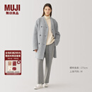 无印良品（MUJI） Labo 女式 混纺山羊绒 无领大衣 毛呢外套冬季 AF00FA4A 浅灰色 L (165/88A)