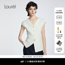 Laurèl25夏新款淡雅简约通勤马甲女LWD355B00300 纯净白 S