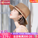 COYOJOR希遥家巴拿马草帽女款夏季出游海边百搭防晒太阳帽子气质时尚礼帽爵士帽 #92-卡其 均码(55-58cm)