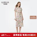 歌莉娅旗袍连衣裙春季新品19MM弹力真丝中式国风收腰印花礼服1E3L4K1Y0 2DD粉彩繁花印花 M