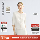 朗姿醋酸气质高级感2025年夏季新款白色短外套薄款通勤小香风女士 米白色 L