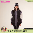 拉拉波波【夹棉】春新款潮酷多口袋撞色休闲加厚外套女LBCC-WSJW37 黑色 S