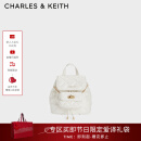 CHARLES&KEITH菱格大容量柔软多用背包书包双肩包包女包生日礼物CK2-60151400 Cream奶白色 S