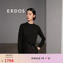 ERDOS 春夏精纺圆领刺绣开衫修身显瘦时尚百搭女羊绒衫 黑 165/88A/L