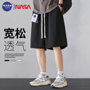 NASA GISS短裤男夏季休闲五分裤男士宽松运动篮球裤百搭沙滩裤 黑色 5XL 