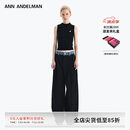 ANN ANDELMAN【明星同款】 官方直营 牛仔腰头拼接西裤直筒长裤 黑色 38