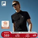 FILA 斐乐官方男装针织短袖POLO衫2025夏季新款健身运动基础上衣 深黑-BK XL 180/100A/XL