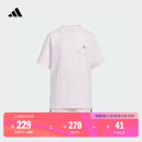 adidas休闲短袖套装男女大童儿童新款阿迪达斯官方轻运动   粉色/黑色   128