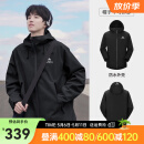 骆驼（CAMEL）户外硬壳冲锋衣男女情侣款防风防水秋冬透汽旅行外套 B001,幻影黑,男女同款女拍小一码 XL