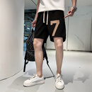 仓石一树潮牌短裤男士夏季薄款痞帅五分运动休闲沙滩大裤衩中裤子外穿潮 黑色 M