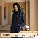 EP雅莹高端系列 小立领缎面松紧腰风衣外套 春装商场同款7304A 藏青 S