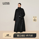 LESS冬季一粒扣毛呢大衣女立领A型廓形绵羊毛呢子外套2OA813100 001本黑 M