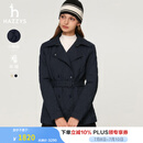 哈吉斯（HAZZYS）女装 春秋款女士翻领通勤风双排扣棉服女ASSSU0BCF04 藏青色NV M （160/84A 38）