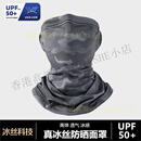 LAFUMA防晒面罩男全脸迷彩冰丝围脖护颈脖套男款口罩钓鱼骑行 迷彩深灰-挂耳冰丝面罩 均码
