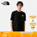 北面（The North Face）短袖T恤情侣爱心山夏印花舒适透气户外新款|8CSY JK3/宇宙黑 L