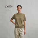 1436超精纺100+系列2024秋冬新品全成型工艺精纺圆领半袖女套衫40256 藻绿 L 165/88A