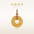 老铺黄金古法手工足金项链 · 古钱纹平安扣吊坠（绳链款） 小号金重约24.0g