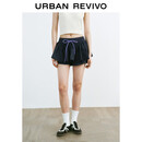 UR2025夏季新款女装休闲假两件层次感抽绳短裤UYU650031