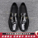 KILLWINNERGD豆豆鞋男男士真皮软底黑色一脚蹬乐福鞋男款2025新款男生鞋子 黑色 38