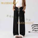 洛德顿 RUODEDUN孕妇裤新款外穿低腰阔腿新款大码直筒长裤宽松春装小个子 黑色春秋款 M