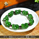 嘉达宝亚天然和田玉手串俄罗斯碧玉手链皮丘男女貔貅手饰收藏籽料玉石手持 和田玉手串