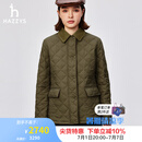 哈吉斯（HAZZYS）女装 春秋款女士菱格简约翻领绗缝棉服女ASSSU0BCU21 卡其色KK L (165/88A 40)
