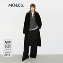 MO&Co.大衣绵羊毛山羊绒长款毛呢外套附腰带 黑色 M 165