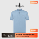 比音勒芬【清泉纱】春夏男士菱形格老花拼接翻领短袖针织polo衫