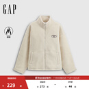 GAP女装2025秋季新款贴布绣logo仿羊羔绒宽松拉链立领外套843660 米色 M (165/88A) 亚洲尺码