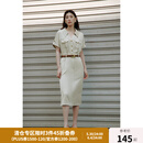 独束大码女装【黑标系列智性通勤】 通勤职场连衣裙2024夏季新款 卡其 XL (尺码：3)