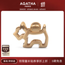 AGATHA/瑷嘉莎 小狗发夹头饰高端发卡女【生日礼物】送女友鲨鱼抓夹 金色大发夹