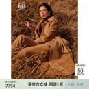 鄂尔多斯1980秋冬纯羊绒简约时尚女中长款大衣外套 深驼色 S 155/80A