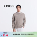 ERDOS 25早春新品圆领微生物染色花纱套衫宽松百搭男羊绒衫 橡木棕 L 175/96A