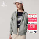 HAZZYS哈吉斯女装 2025春季新款女士连帽拉链开襟落肩卫衣女ABTSE0CAE02 灰色GE S (155/80A 36)