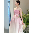 菲洛曼（FEILUOMAN）中式婚纱法式轻婚纱订婚小礼服裙抹胸晨袍女新娘复古敬酒服国风新 轻奢小众高定礼服(送头纱+手套)[ L 均码