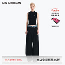 ANN ANDELMAN【明星同款】 官方直营 牛仔腰头拼接西裤直筒长裤 黑色 34
