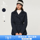哈吉斯（HAZZYS）女装 春秋款女士翻领通勤风双排扣棉服女ASSSU0BCF04 藏青色NV L （165/88A 40）