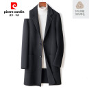 皮尔卡丹（pierre cardin）双面羊毛呢大衣男士新款羊绒呢子外套双排扣英伦中长款风衣 黑色 3XL