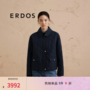 ERDOS 翻领格纹商务通勤短款女棉服外套 藏蓝 170/88A/L