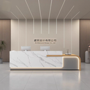 简约现代公司酒店前台桌美容院接待台服装店收银台吧台桌店铺柜台 鱼肚白+灰色+原木色 300x60x100