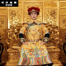 菲洛曼龙袍成人古装男士清朝皇帝印花乾隆康熙蟒袍cosplay表演出服 黄色外袍+披肩+腰带 均码 90-180斤