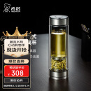 希诺双层玻璃杯磁吸式茶水分离杯子男高档茶杯水杯XN-7013本色 370mL