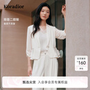 珂莱蒂尔2025春新款醋酸收腰西装外套女时尚气质七分袖职业上衣 本白 M