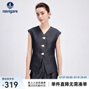 Navigare意大利小帆船牛仔马甲女士25夏季新品时尚修身上衣V领无袖背心女 海军蓝 L
