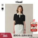 ELAND【莱赛尔＋亚麻】衣恋针织T恤女polo领撞色门襟短袖25夏新款 藏青色(59)Navy L /170