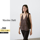 Massimo Dutti折扣升级2025女装优雅挂脖吊带刺绣上衣无袖背心05724855 巧克力色 XS (165/84A)