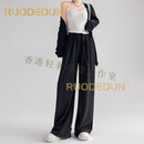 洛德顿 RUODEDUN孕妇裤新款阔腿孕妇裤子外穿休闲孕早期装小个子薄款孕妇裤 黑色 M