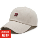 女士帽子小m棒球帽韩版平纹字母涤棉刺绣户外防晒鸭舌帽情侣帽子 米色 均码