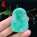 百博翡翠冰糯种飘绿荷花吊坠天然缅甸A货莲花玉坠男女挂件DH5603